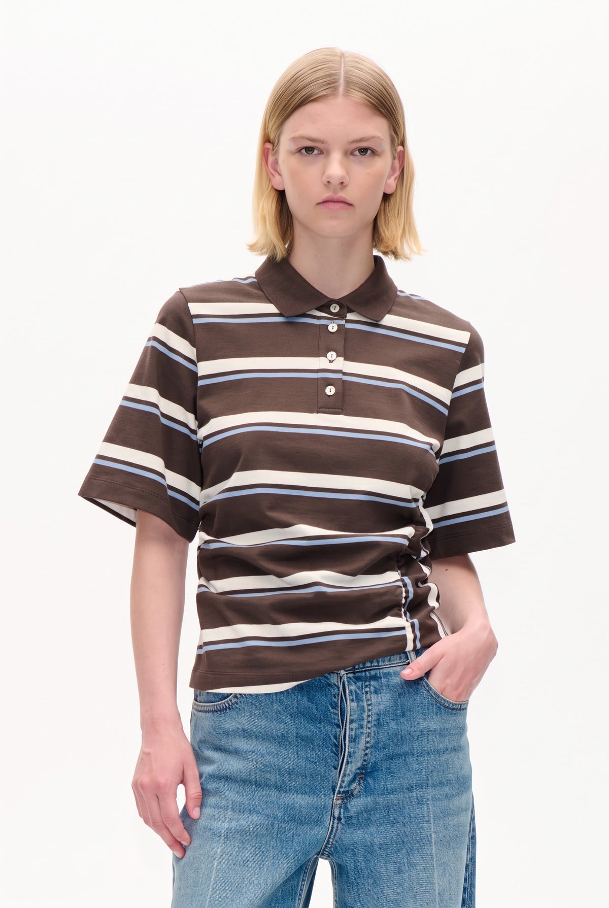 JUDITE T-SHIRT | BRAUNER POLO-STREIFEN