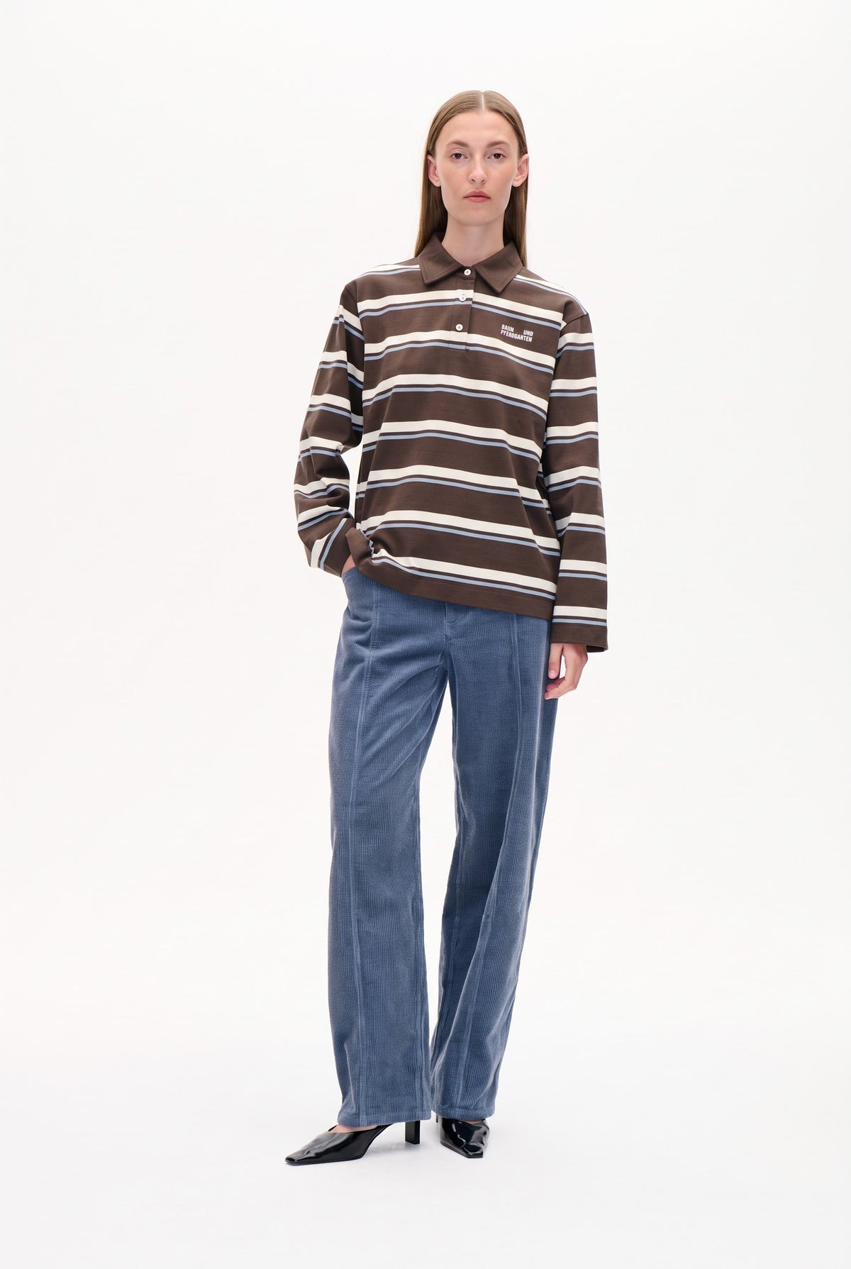 JEANNE T-SHIRT | BROWN POLO STRIPE