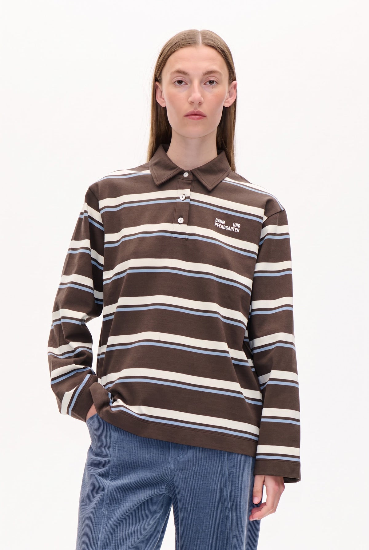 JEANNE T-SHIRT | BROWN POLO STRIPE